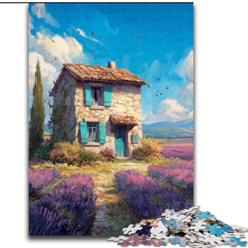 Puzzle für Erwachsene, 1000 Teile, schwieriges Ölgemälde eines kleinen Hauses, Familienspiel zum Stressabbau, schwierige Herausforderung, EIN Kunstwerk für Kinder ab 14 Jahren (Größe 26x38cm) von MGQWPZDBD