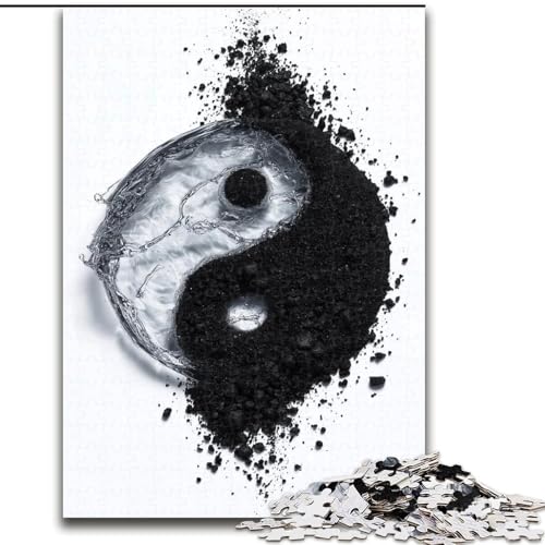 Puzzle für Erwachsene, 1000 Teile, schwieriges Schwarz-Weiß-Yin und Yang, Lernspiele, Heimdekoration, geeignet für die Schreibtischdekoration (Größe 26x38cm) von MGQWPZDBD