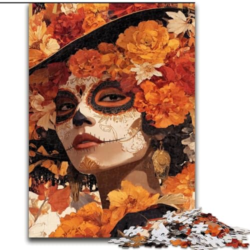 Puzzle für Erwachsene, 1000 Teile, schwieriges mexikanisches Mädchenskelett, für 14+, anspruchsvolles Spiel als Geschenk für die ganze Familie und Freunde (Größe 50x75cm) von MGQWPZDBD