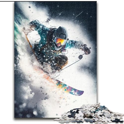 Puzzle für Erwachsene, 1000-teiliges Bergski-Puzzle, anspruchsvolles Denkspiel, Familienaktivität, Heimdekoration, (Größe: 26x38cm) von MGQWPZDBD