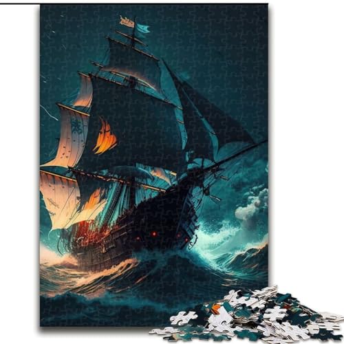 Puzzle für Erwachsene, 1000-teiliges Piratenschiff-Puzzle, anspruchsvolles Denkspiel, Familienaktivität, Heimdekoration, (Größe: 26x38cm) von MGQWPZDBD