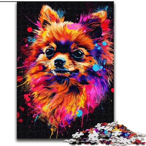 Puzzle für Erwachsene, 1000-teiliges Pomeranian-Hunde-Kunstpuzzle, anspruchsvolles Denkspiel, Familienaktivität, Heimdekoration, (Größe: 26x38cm) von MGQWPZDBD