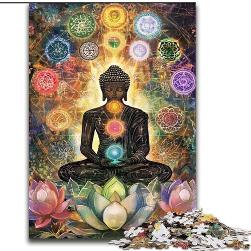 Puzzle für Erwachsene, 1000-teiliges Puzzle, Buddha-Statuen, für Kinder ab 14 Jahren, Heimdekoration als Geschenk für die ganze Familie und Freunde (Größe 50x75cm) von MGQWPZDBD