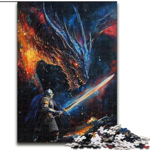 Puzzle für Erwachsene, 1000-teiliges Puzzle, Fantasy-Drache, Familienspiel, Stressabbau, schwierige Herausforderung, EIN Kunstwerk für Kinder ab 14 Jahren (Größe 26x38cm) von MGQWPZDBD