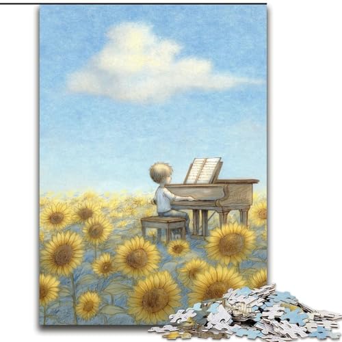 Puzzle für Erwachsene, 1000-teiliges Puzzle, Sonnenblume spielt Klavier, Dekomprimierendes intellektuelles Lernspielzeug, Geburtstagsgeschenk (Größe 50x75cm) von MGQWPZDBD