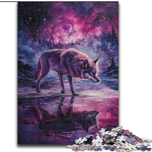 Puzzle für Erwachsene, 1000-teiliges Puzzle Cosmic Wolf, dekomprimierendes intellektuelles Lernspielzeug, Geburtstagsgeschenk (Größe 50x75cm) von MGQWPZDBD