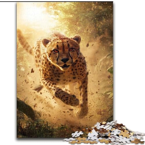 Puzzle für Erwachsene, 1000-teiliges Puzzle Laufender Leopard, trainieren Sie Ihr Gehirn und Ihre Hände, einzigartige Geburtstags- und Geschenkideen für Kinder ab 14 Jahren (Größe 50x75cm) von MGQWPZDBD