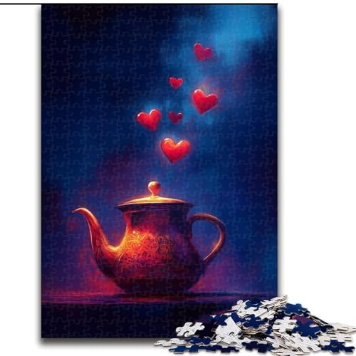 Puzzle für Erwachsene, 1000-teiliges Puzzle Love Coffee Pot, Familienspiel zum Stressabbau, schwierige Herausforderung, EIN Kunstwerk für Kinder ab 14 Jahren (Größe 26x38cm) von MGQWPZDBD