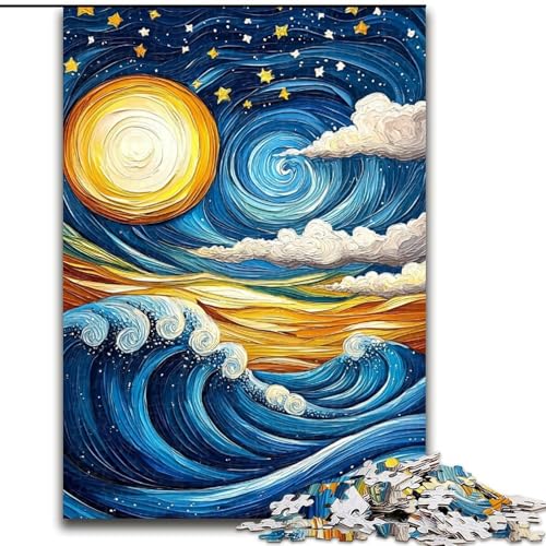 Puzzle für Erwachsene, 1000-teiliges Puzzle Nachthimmel von Van Gogh, dekomprimierendes intellektuelles Lernspielzeug, Geburtstagsgeschenk (Größe 50x75cm) von MGQWPZDBD
