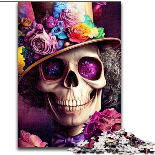 Puzzle für Erwachsene, 1000-teiliges Rosenschädel-Puzzle, anspruchsvolles Denkspiel, Familienaktivität, Heimdekoration, (Größe: 26x38cm) von MGQWPZDBD