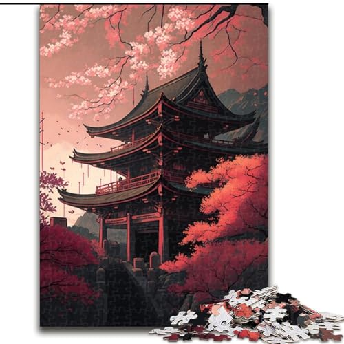 Puzzle für Erwachsene, 1000-teiliges Tempel-Puzzle im japanischen Stil, anspruchsvolles Denkspiel, Familienaktivität, Heimdekoration, (Größe: 26x38cm) von MGQWPZDBD