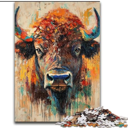 Puzzle für Erwachsene, Aquarell-Yak, Stressabbau, schwierige Herausforderung, Wichtelgeschenke für Kinder ab 14 Jahren (Größe 50x75cm) von MGQWPZDBD