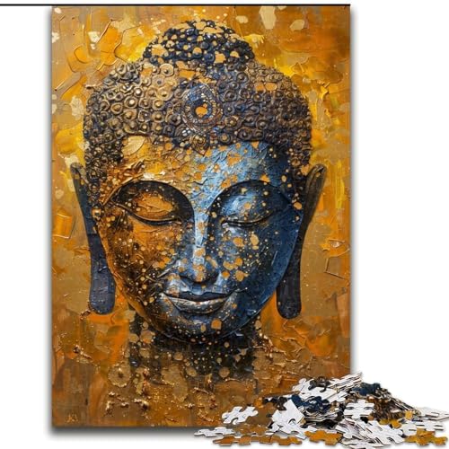 Puzzle für Erwachsene, Buddha-Ölgemälde, Stressabbau, schwierige Herausforderung, Wichtelgeschenke für Kinder ab 14 Jahren (Größe 26x38cm) von MGQWPZDBD