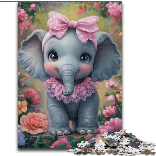 Puzzle für Erwachsene, Elefantenbaby, Stressabbau, schwierige Herausforderung, Wichtelgeschenke für Kinder ab 14 Jahren (Größe 26x38cm) von MGQWPZDBD