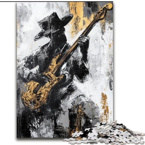 Puzzle für Erwachsene, Gitarre Spielen, Ölgemälde, Stressabbau, schwierige Herausforderung, Wichtelgeschenke für Kinder ab 14 Jahren (Größe 26x38cm) von MGQWPZDBD