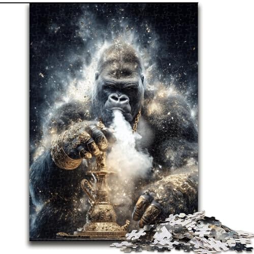 Puzzle für Erwachsene, Goldener Schimpanse, Stressabbau, schwierige Herausforderung, Wichtelgeschenke für Kinder ab 14 Jahren (Größe 50x75cm) von MGQWPZDBD
