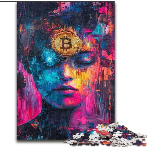 Puzzle für Erwachsene, Graffiti-Bitcoin, Stressabbau, schwierige Herausforderung, Wichtelgeschenke für Kinder ab 14 Jahren (Größe 26x38cm) von MGQWPZDBD