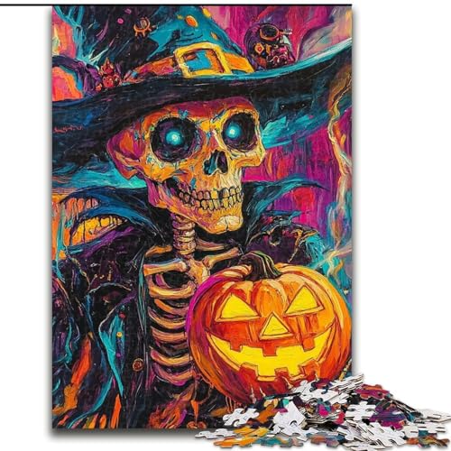 Puzzle für Erwachsene, Halloween-Skelett, Stressabbau, schwierige Herausforderung, Wichtelgeschenke für Kinder ab 14 Jahren (Größe 26x38cm) von MGQWPZDBD
