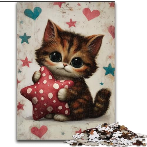 Puzzle für Erwachsene, Kätzchen, Stressabbau, schwierige Herausforderung, Wichtelgeschenke für Kinder ab 14 Jahren (Größe 50x75cm) von MGQWPZDBD