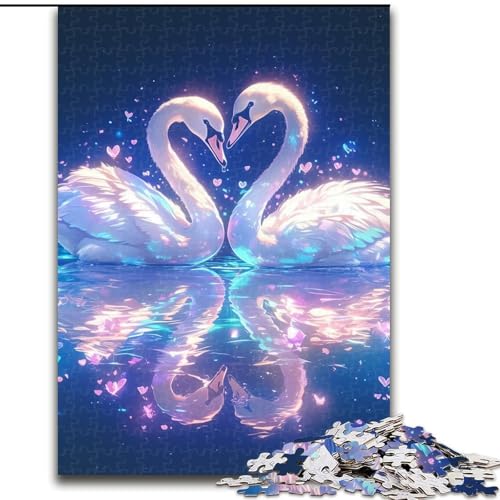 Puzzle für Erwachsene, Kristallschwanenpaar, Stressabbau, schwierige Herausforderung, Wichtelgeschenke für Kinder ab 14 Jahren (Größe 26x38cm) von MGQWPZDBD