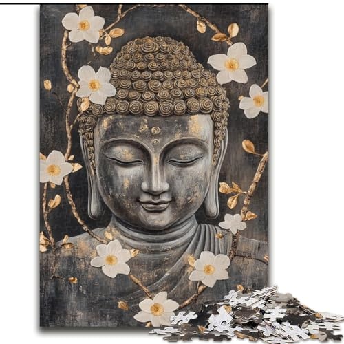 Puzzle für Erwachsene, Schwarz-Weiß-Buddha, Stressabbau, schwierige Herausforderung, Wichtelgeschenke für Kinder ab 14 Jahren (Größe 26x38cm) von MGQWPZDBD