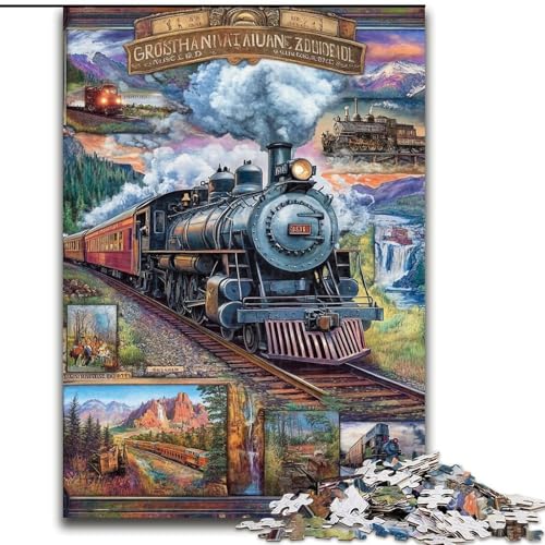 Puzzle für Erwachsene, Zug-Collage, Stressabbau, schwierige Herausforderung, Wichtelgeschenke für Kinder ab 14 Jahren (Größe 26x38cm) von MGQWPZDBD
