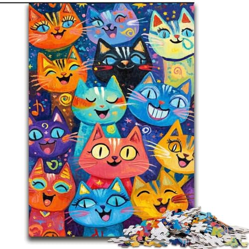 Puzzle für Erwachsene, abstrakte Kunst, Katze, Stressabbau, schwierige Herausforderung, Wichtelgeschenke für Kinder ab 14 Jahren (Größe 26x38cm) von MGQWPZDBD