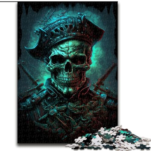 Puzzle für Erwachsene, der Piratenschädel, Stressabbau, schwierige Herausforderung, Wichtelgeschenke für Kinder ab 14 Jahren (Größe 26x38cm) von MGQWPZDBD
