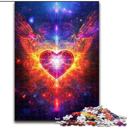 Puzzle für Erwachsene, herzförmige Flügel, Stressabbau, schwierige Herausforderung, Wichtelgeschenke für Kinder ab 14 Jahren (Größe 50x75cm) von MGQWPZDBD