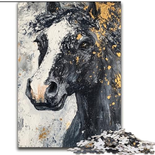 Puzzle für Erwachsene,1000 Teile,schwieriges schwarzes goldenes Pferd,für Kinder ab 14 Jahren Jedes Teil ist einzigartig – lustiges und herausforderndes Spiel für die ganze Familie Tolles Geschenk Puzzle für Erwachsene,1000 Teile,schwieriges schwarzes goldenes Pferd,für Kinder ab 14 Jahren Jedes Teil ist einzigartig – lustiges und herausforderndes Spiel für die ganze Familie Tolles Geschenk von MGQWPZDBD