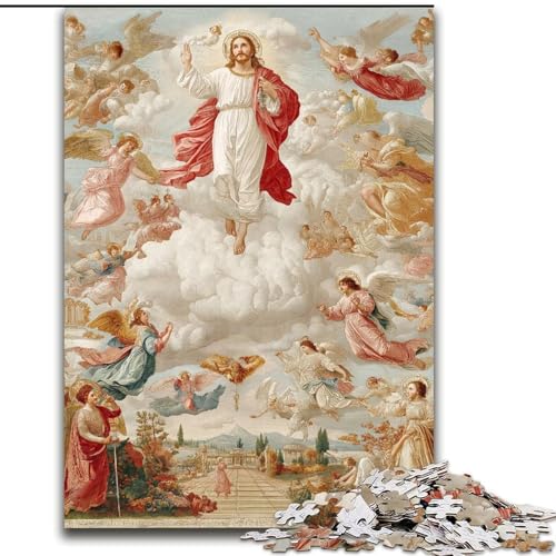Puzzle für Erwachsene 1000 Jesus, anspruchsvoll und schwierig mit vollständig ineinandergreifenden, zufällig geformten Teilen (Größe 50x75cm) von MGQWPZDBD