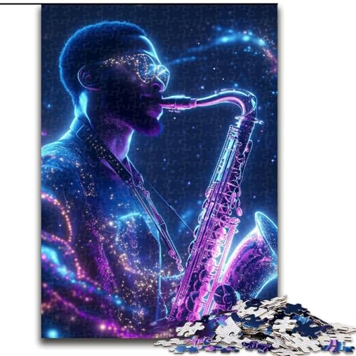 Puzzle für Erwachsene 1000 Teile Kosmisches Saxophon, dekomprimierendes intellektuelles Lernspielzeug, ganze Familie (Größe 50x75cm) von MGQWPZDBD