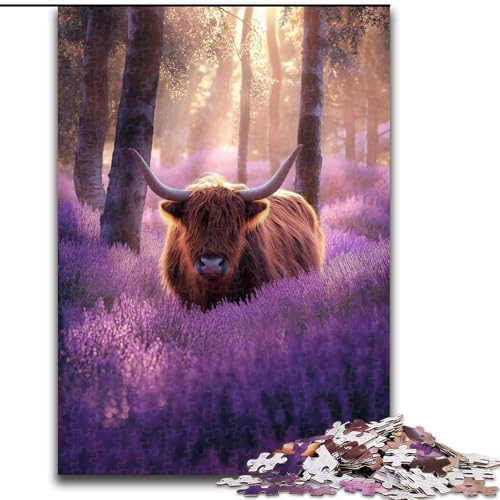Puzzle für Erwachsene Lavendel-Yak, Stressabbau, schwierige Herausforderung, Wichtelgeschenke für Kinder ab 14 Jahren (Größe 50x75cm) von MGQWPZDBD