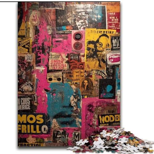 Puzzle für Erwachsene mit 1000 Poster-Collagen, dekomprimierendes intellektuelles Lernspielzeug, ganze Familie (Größe 26x38cm) von MGQWPZDBD