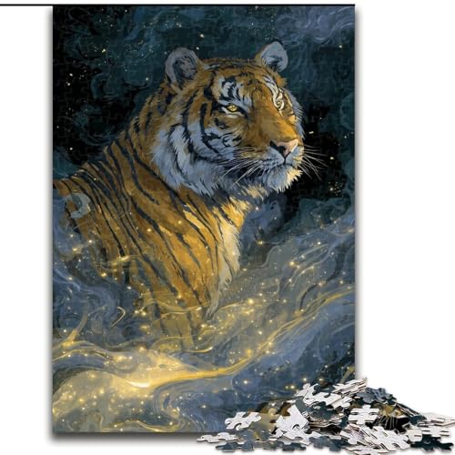Puzzle für Erwachsene mit 1000 Teilen, Galaxie-Tiger, hilft dem Gehirn, süchtig machendes Spielzeug zu trainieren, um Geduld zu fördern und das Gedächtnis zu verbessern (Größe 26x38cm) von MGQWPZDBD