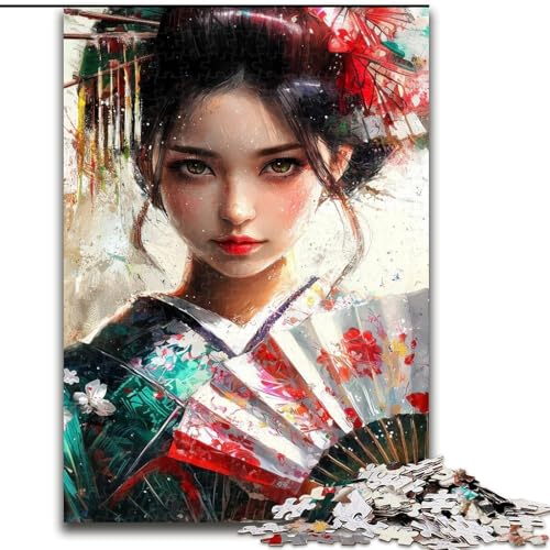 Puzzle für Erwachsene mit 1000 Teilen, japanische Geisha, hilft dem Gehirn, süchtig machendes Spielzeug zu trainieren, um Geduld zu fördern und das Gedächtnis zu verbessern (Größe 26x38cm) von MGQWPZDBD