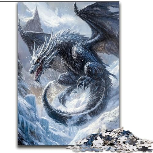 Puzzle für Erwachsene mit 1000 Teilen, japanischer Wellendrache, dekomprimierendes intellektuelles Lernspielzeug, ganze Familie (Größe 26x38cm) von MGQWPZDBD