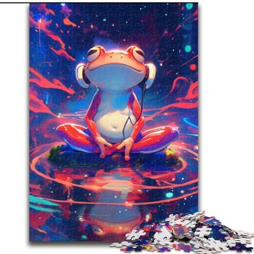 Puzzle für Erwachsene und Jugendliche, Frosch, Musik hören, Lernen, pädagogisch wertvoll, eignet ganze Familie (Größe 50x75cm) von MGQWPZDBD