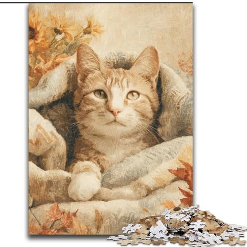 Puzzle für Erwachsene und Jugendliche, Happy Cat, Lernspielzeug, ganze Familie (Größe 50x75cm) von MGQWPZDBD