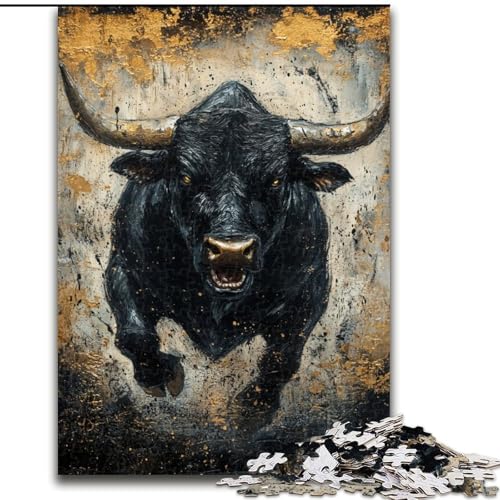 Puzzle für Erwachsene und Jugendliche, Schwarzer Goldbulle, Lernspielzeug, ganze Familie (Größe 50x75cm) von MGQWPZDBD