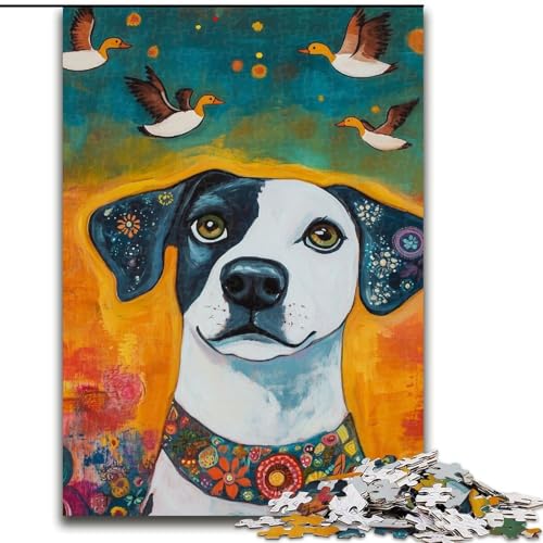 Puzzle für Teenager, 1000 Puzzles, Happy Dog, Familienspiel, Stressabbau, schwierige Herausforderung, stärkt die Liebe zwischen Paaren (Größe 50x75cm) von MGQWPZDBD