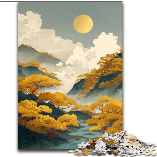 Puzzle für Teenager, 1000 Teile, Berg im japanischen Stil, anspruchsvoll und schwierig mit vollständig ineinandergreifenden, zufällig geformten Teilen (Größe 50x75cm) von MGQWPZDBD