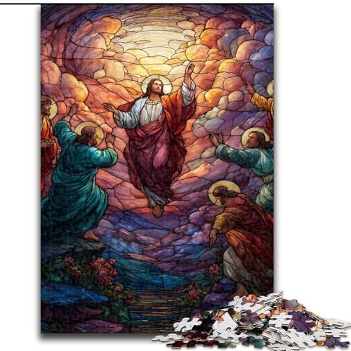 Puzzle für Teenager, 1000 Teile, Buntglas-Jesus, Lernspielzeug, Familienspiele, einzigartige Geburtstags- und Geschenkideen (Größe 26x38cm) von MGQWPZDBD