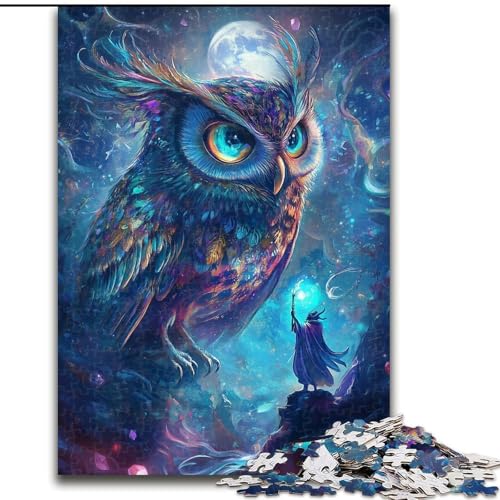Puzzle für Teenager, 1000 Teile, Eule in der Nacht, Lernspielzeug, Familienspiele, einzigartige Geburtstags- und Geschenkideen (Größe 26x38cm) von MGQWPZDBD