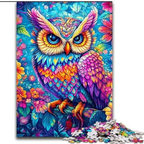 Puzzle für Teenager, 1000 Teile, Farbige Eule, Hilft Dem Gehirn, Süchtig Machendes Spielzeug Zu Trainieren, Um Geduld Zu Fördern, Perfekte Dekoration (Größe 26x38cm) von MGQWPZDBD