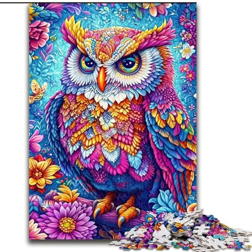 Puzzle für Teenager, 1000 Teile, Farbige Eule, Hilft Dem Gehirn, Süchtig Machendes Spielzeug Zu Trainieren, Um Geduld Zu Fördern, Perfekte Dekoration (Größe 26x38cm) von MGQWPZDBD