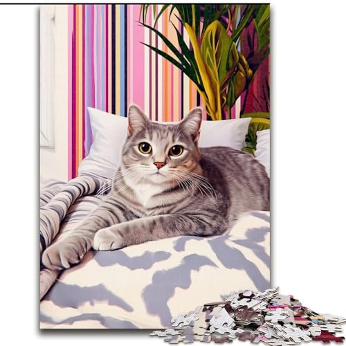 Puzzle für Teenager, 1000 Teile, Katze auf dem Sofa, anspruchsvoll und schwierig mit vollständig ineinandergreifenden, zufällig geformten Teilen (Größe 26x38cm) von MGQWPZDBD