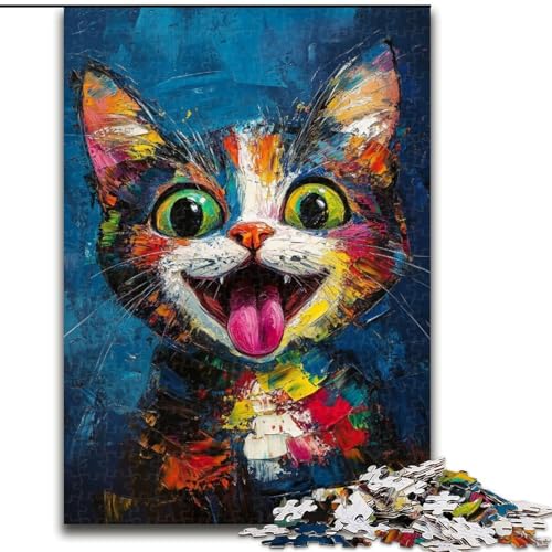 Puzzle für Teenager, 1000 Teile, Katzenkunst, anspruchsvoll und schwierig mit vollständig ineinandergreifenden, zufällig geformten Teilen (Größe 50x75cm) von MGQWPZDBD
