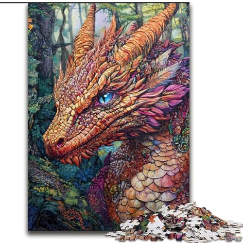 Puzzle für Teenager, 1000 Teile, magischer Drache, Lernspielzeug, Familienspiele, einzigartige Geburtstags- und Geschenkideen (Größe 50x75cm) von MGQWPZDBD