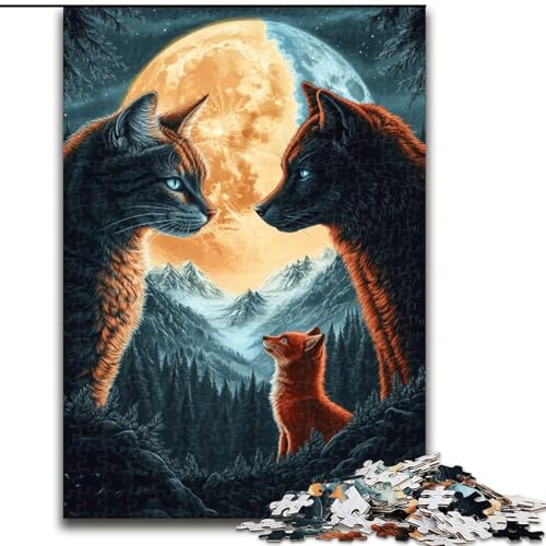 Puzzle für Teenager, 1000 Teile, orangefarbene Katze und Wolf, Lernspielzeug, Familienspiele, einzigartige Geburtstags- und Geschenkideen (Größe 50x75cm) von MGQWPZDBD